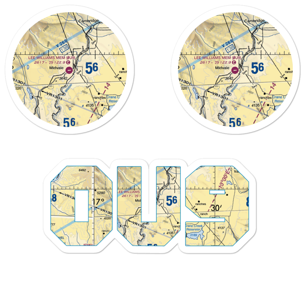 Lee Williams Memorial Airport (0U9) VFR Sectional Sticker Pack 