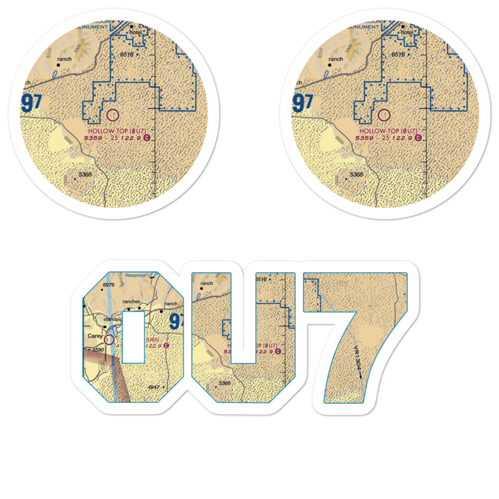 Hollow Top Airport (0U7) VFR Sectional Sticker Pack 