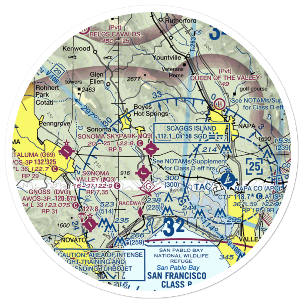 Sonoma Skypark Airport (0Q9) VFR Sectional Sticker (30 mile) 