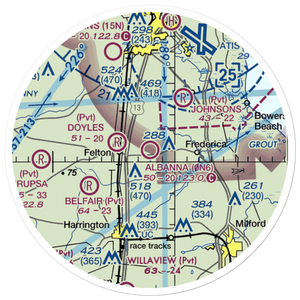 Albanna Aviation Airport (0N6) VFR Sectional Sticker (20 mile)