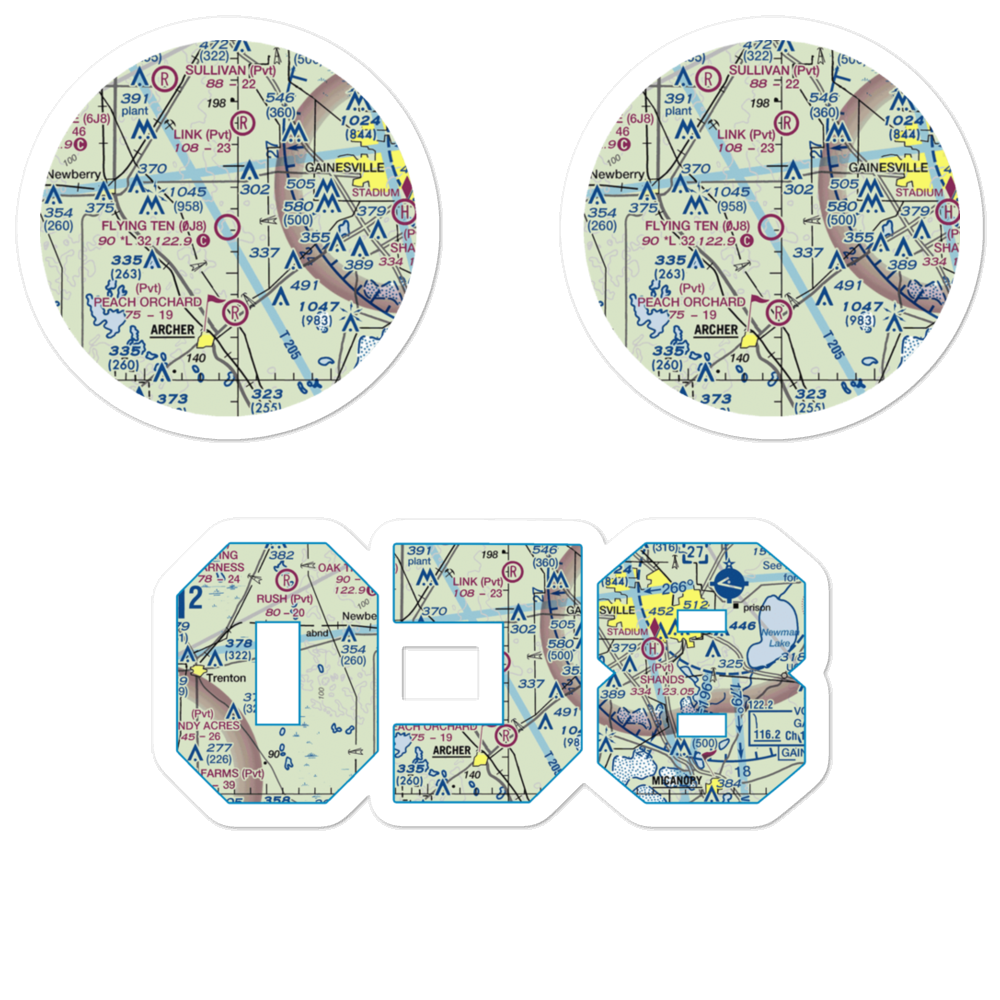Flying Ten Airport (0J8) VFR Sectional Sticker Pack 