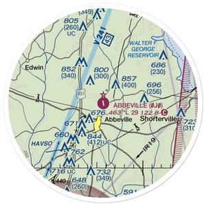 Abbeville Municipal Airport (0J0) VFR Sectional Sticker (20 mile)