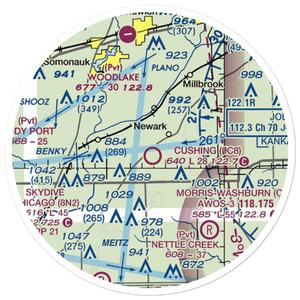 Cushing Field Ltd Airport (0C8) VFR Sectional Sticker (20 mile)
