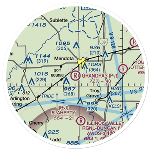 Grandpas' Farm Mendota Airport (0C7) VFR Sectional Sticker (20 mile)