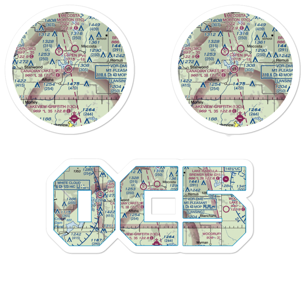 Canadian Lakes Airport (0C5) VFR Sectional Sticker Pack 