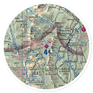 Warren-Sugarbush Airport (0B7) VFR Sectional Sticker (30 mile)