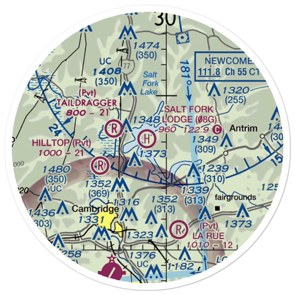 Salt Fork Lodge Heliport (08G) VFR Sectional Sticker (20 mile) 