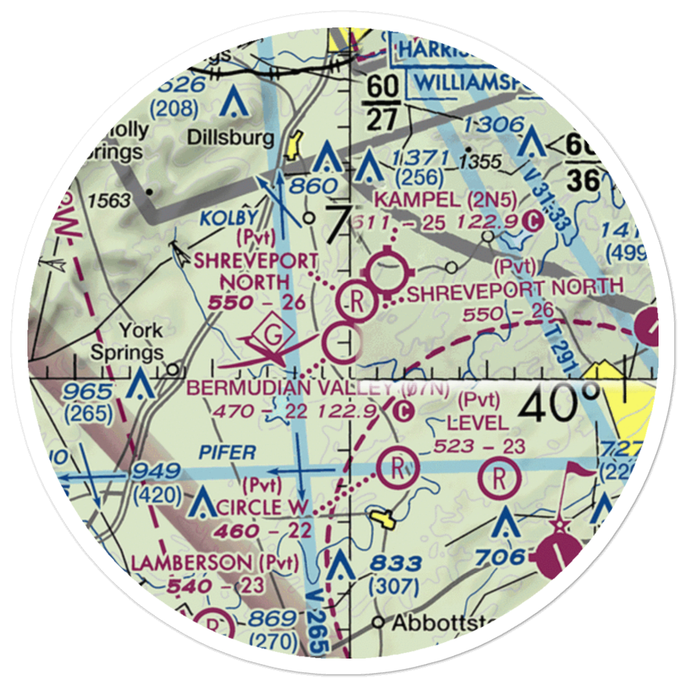 Bermudian Valley Airpark (07N) VFR Sectional Sticker (20 mile) 