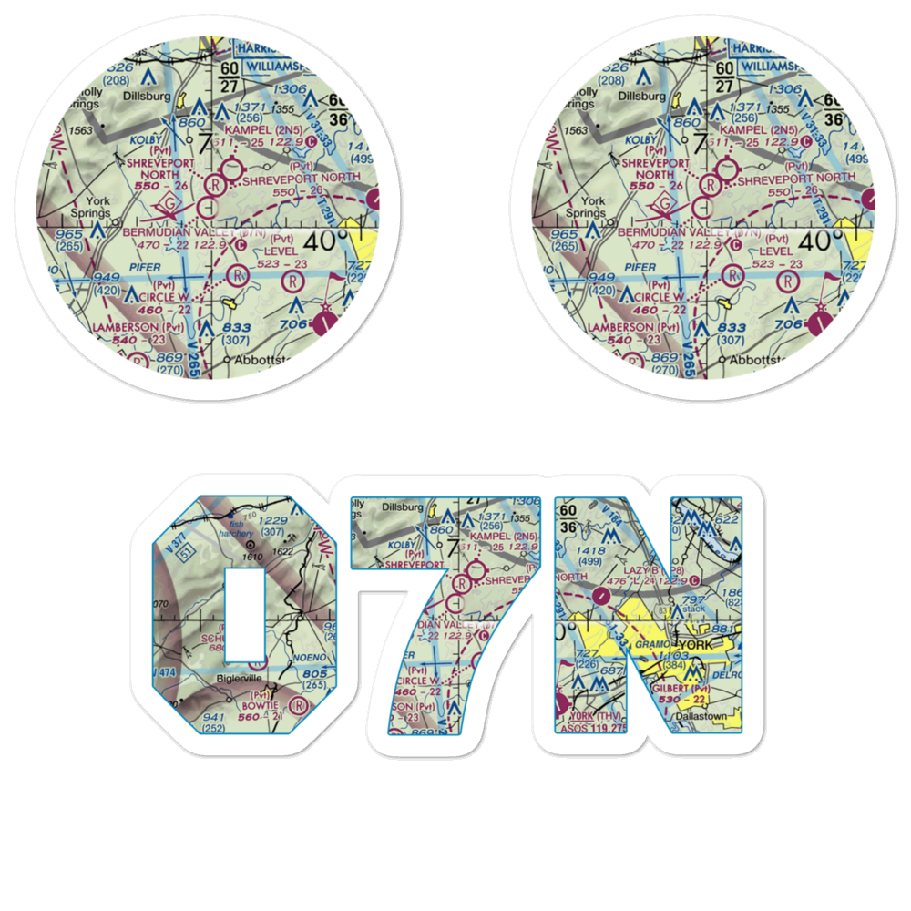 Bermudian Valley Airpark (07N) VFR Sectional Sticker Pack 