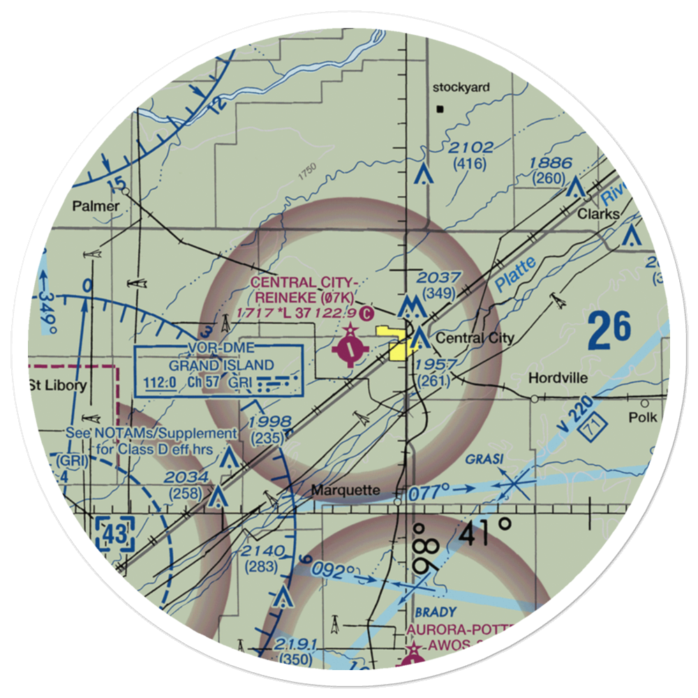 Central City Municipal - Larry Reineke Field (07K) VFR Sectional Sticker (30 mile) 