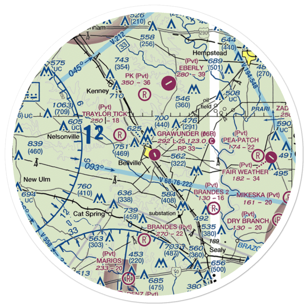 Grawunder Field (06R) VFR Sectional Sticker (30 mile) 