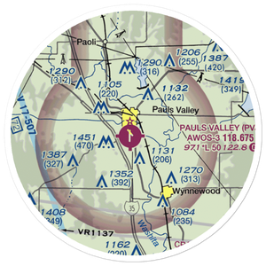 Pauls Valley General Hospital Heliport (05M) VFR Sectional Sticker (20 mile)