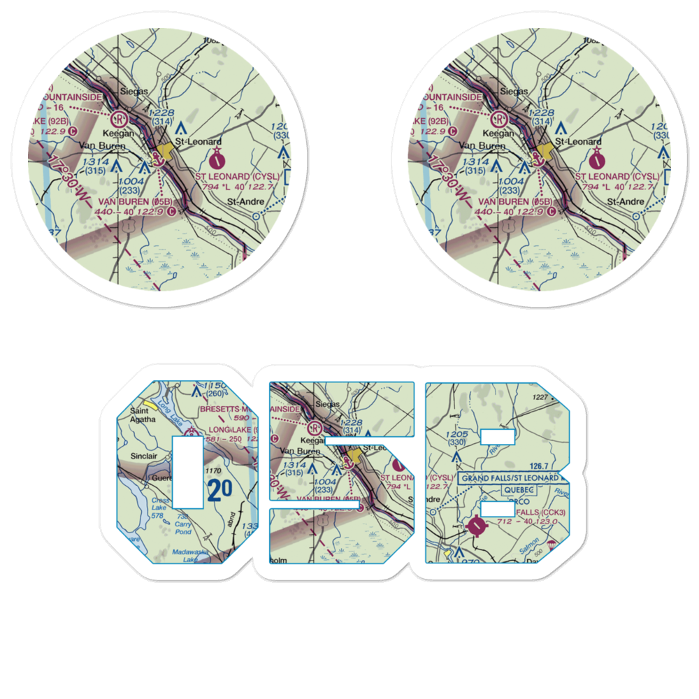 Van Buren Seaplane Base (05B) VFR Sectional Sticker Pack 