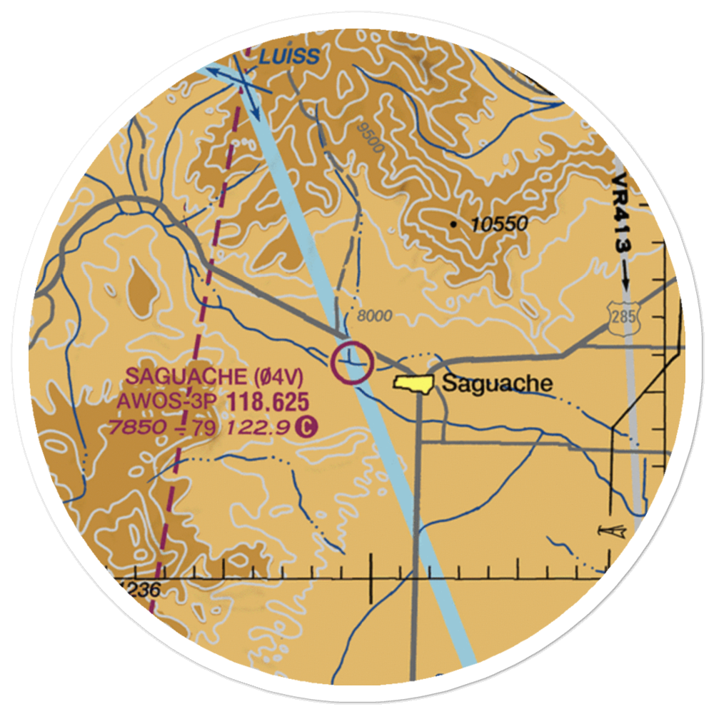 Saguache Municipal Airport (04V) VFR Sectional Sticker (20 mile) 