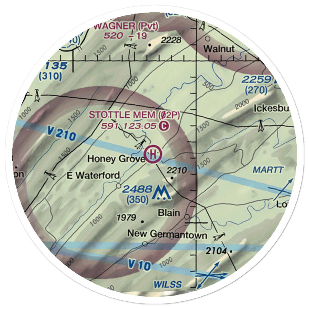 Stottle Memorial Heliport (02P) VFR Sectional Sticker (20 mile) 