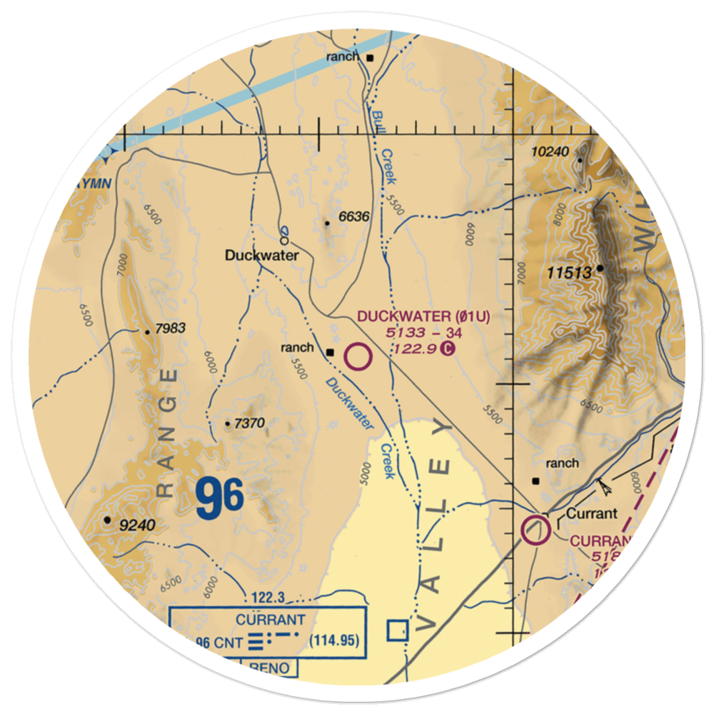 Duckwater Airport (01U) VFR Sectional Sticker (30 mile) 