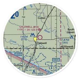 Caldwell Municipal Airport (01K) VFR Sectional Sticker (20 mile)
