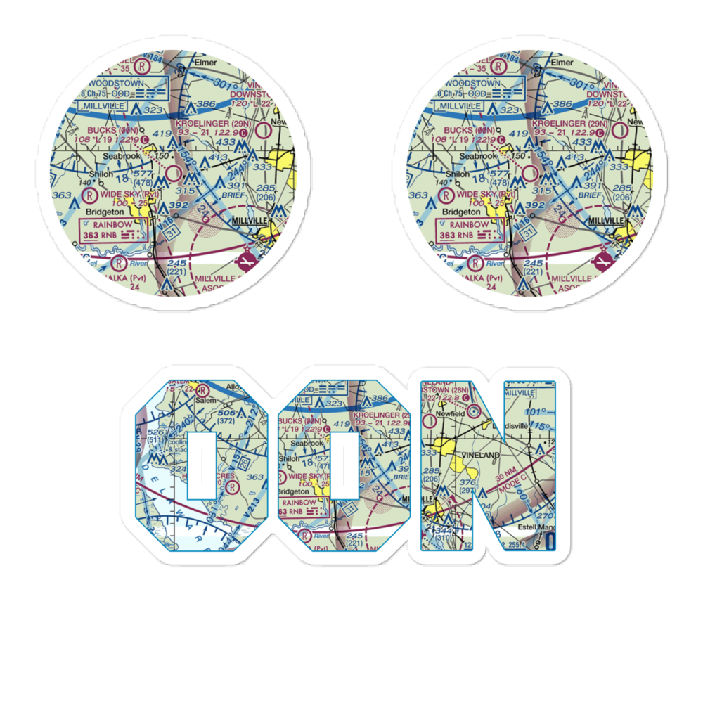 Bucks Airport (00N) VFR Sectional Sticker Pack 