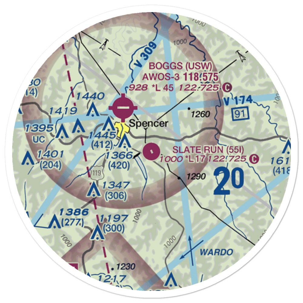 Slate Run Airport (55I) VFR Sectional Sticker (20 mile) 