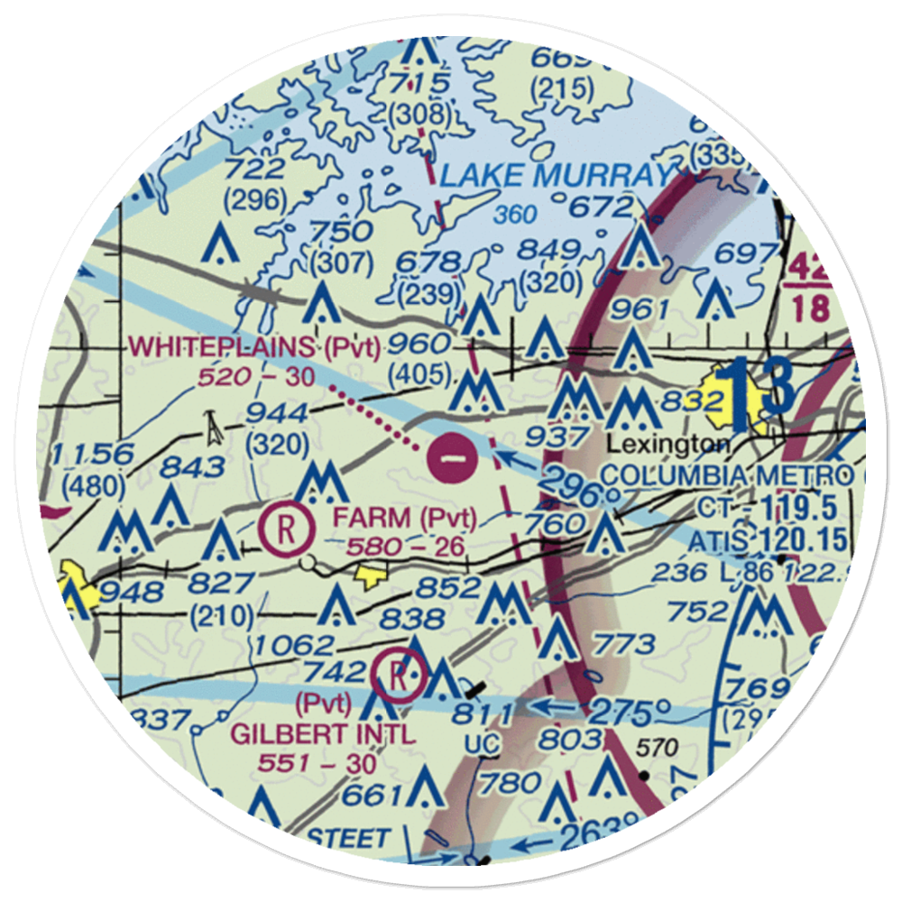 Whiteplains Airport (9SC) VFR Sectional Sticker (20 mile) 