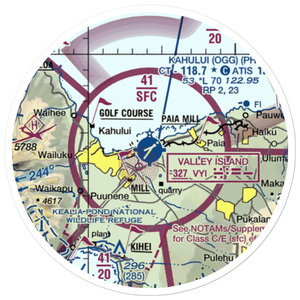 Kahului Airport (OGG) VFR Sectional Sticker (20 mile)