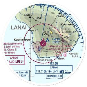 Lanai Airport (LNY) VFR Sectional Sticker (20 mile)