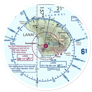 Lanai Airport (LNY) VFR Sectional Sticker (30 mile)