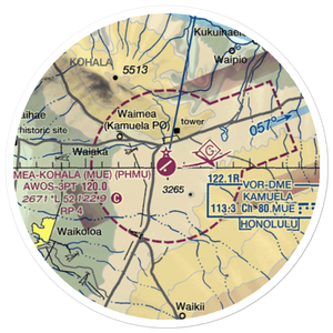 Waimea Kohala Airport (MUE) VFR Sectional Sticker (20 mile)