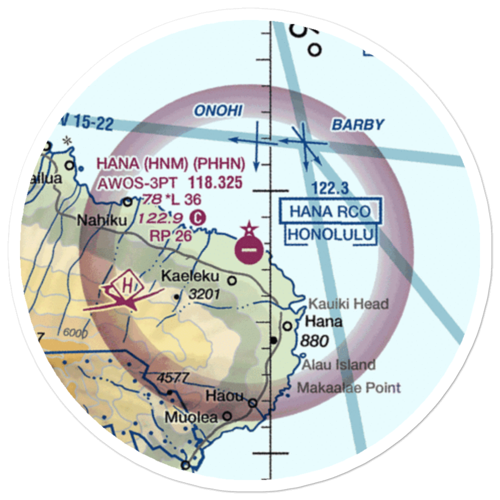 Hana Airport (HNM) VFR Sectional Sticker (20 mile) 