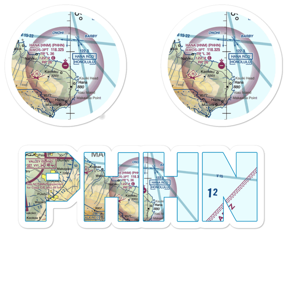 Hana Airport (HNM) VFR Sectional Sticker Pack 