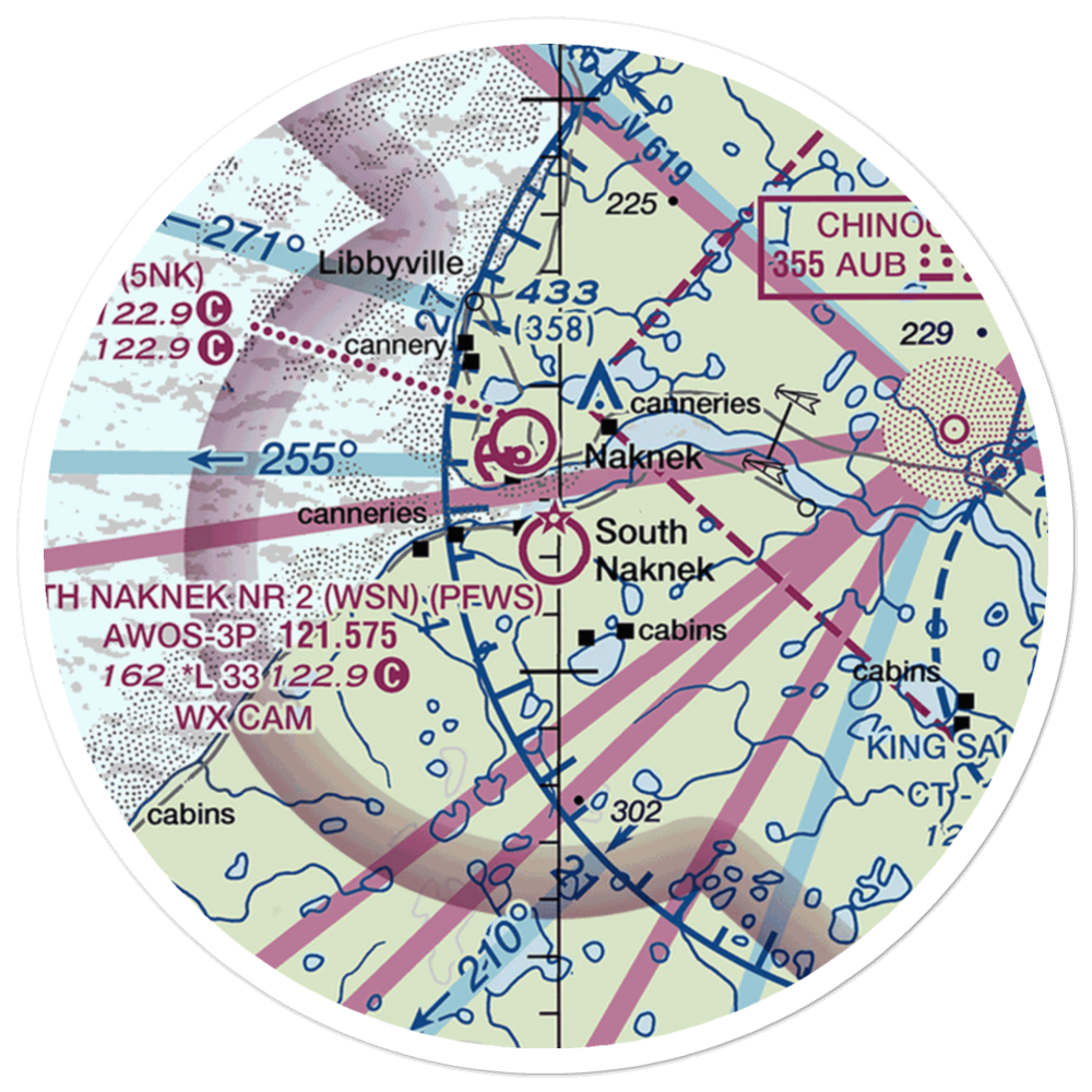 South Naknek Nr 2 Airport (WSN) VFR Sectional Sticker (20 mile) 