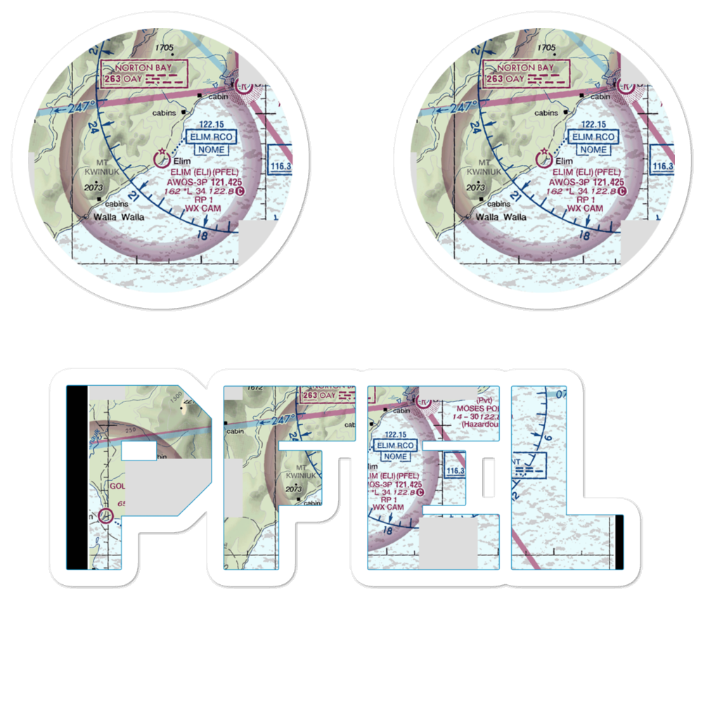 Elim Airport (ELI) VFR Sectional Sticker Pack 