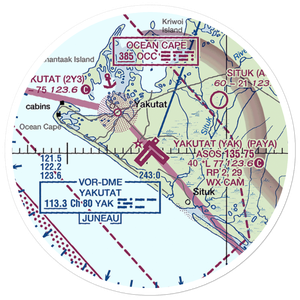 Yakutat Airport (YAK) VFR Sectional Sticker (20 mile)