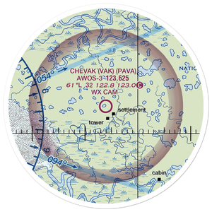 Chevak Airport (VAK) VFR Sectional Sticker (20 mile)