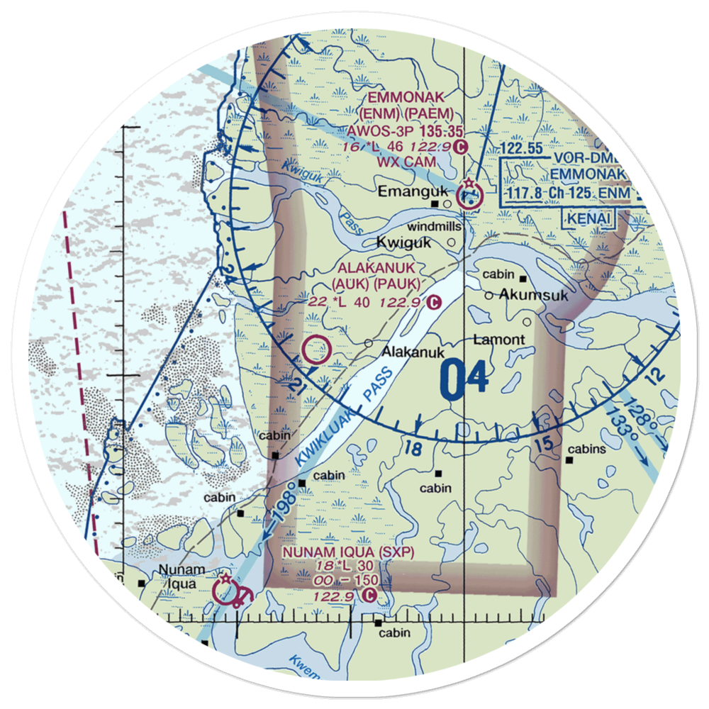 Alakanuk Airport (AUK) VFR Sectional Sticker (30 mile) 