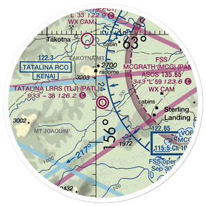 Tatalina LRRS Airport (TLJ) VFR Sectional Sticker (20 mile)