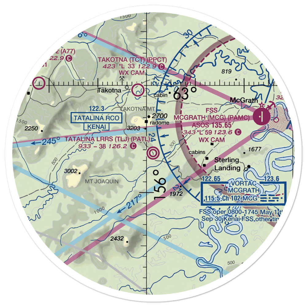 Tatalina LRRS Airport (TLJ) VFR Sectional Sticker (30 mile) 