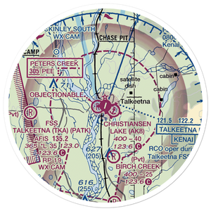 Talkeetna Airport (TKA) VFR Sectional Sticker (20 mile)