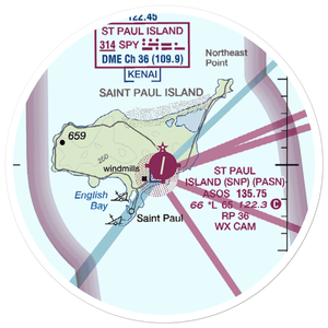 St Paul Island Airport (SNP) VFR Sectional Sticker (20 mile)