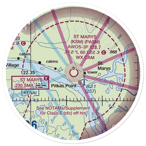 St Mary's Airport (KSM) VFR Sectional Sticker (20 mile)