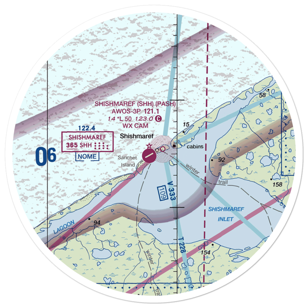 Shishmaref Airport (SHH) VFR Sectional Sticker (30 mile) 