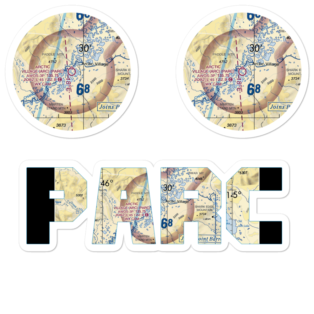 Arctic Village Airport (ARC) VFR Sectional Sticker Pack 