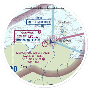 Mekoryuk Airport (MYU) VFR Sectional Sticker (20 mile)