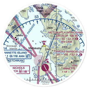 Metlakatla Seaplane Base (MTM) VFR Sectional Sticker (20 mile)