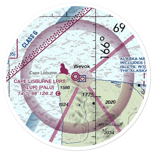 Cape Lisburne LRRS Airport (LUR) VFR Sectional Sticker (20 mile)