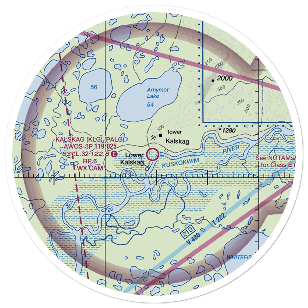 Kalskag Airport (KLG) VFR Sectional Sticker (30 mile) 