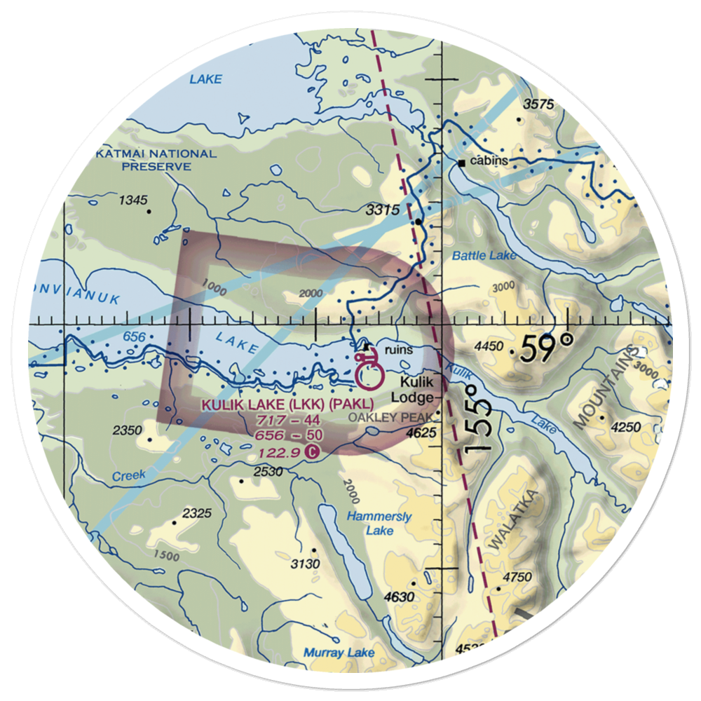 Kulik Lake Airport (LKK) VFR Sectional Sticker (30 mile) 