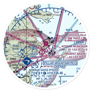 Kodiak Municipal Airport (KDK) VFR Sectional Sticker (20 mile)