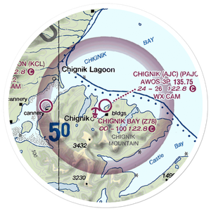 Chignik Airport (AJC) VFR Sectional Sticker (20 mile)