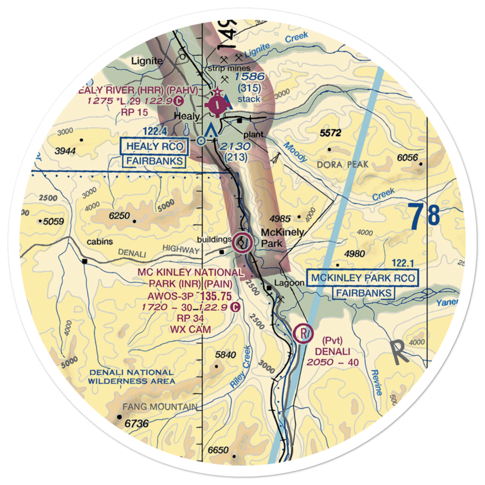 McKinley National Park Airport (INR) VFR Sectional Sticker (30 mile) 